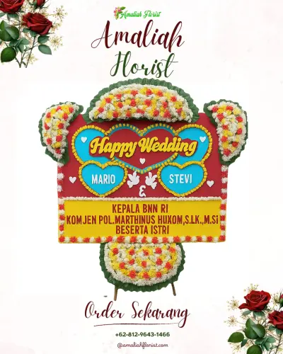 Karangan Papan Bunga Pernikahan di Kasu